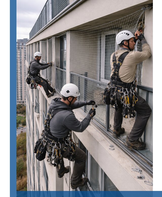 Профессиональный монтаж защитной сетки от птиц в Тольятти